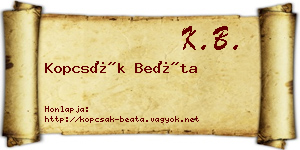 Kopcsák Beáta névjegykártya