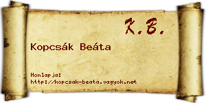 Kopcsák Beáta névjegykártya